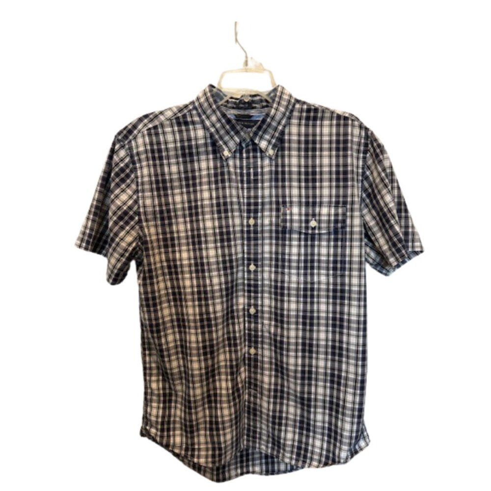 Tommy Hilfiger Shirt Men's Slim Fit Size Large Short Sleeve